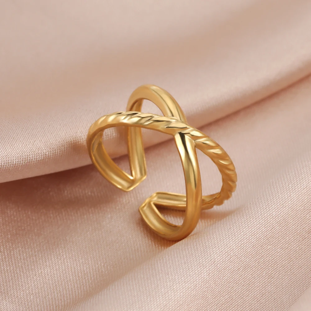 X-shaped geometric cross ring with adjustable cross opening ring women's party accessory gift