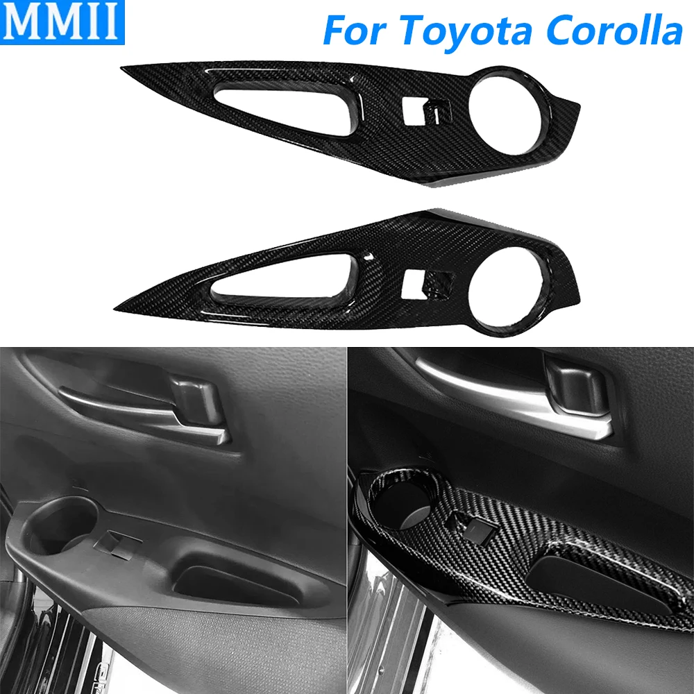 For Toyota Corolla GR 2023 2024 2025 Real Dry Carbon Fiber Rear Door Window Lift Panel Trim Cover Car Accessories Modification