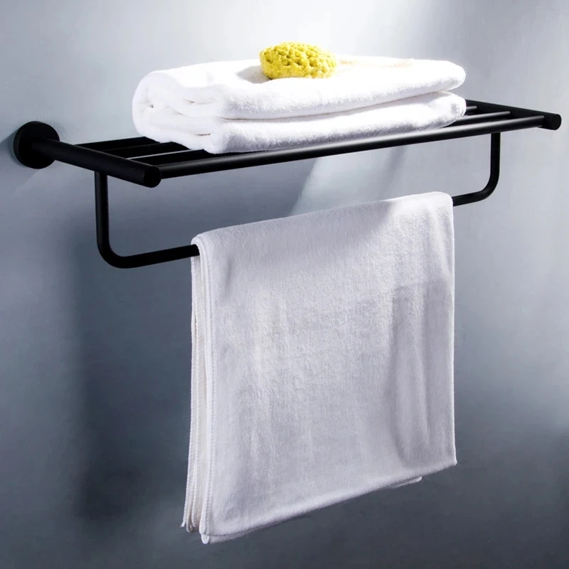 

Towel Hanger Wall Mounted Towel Rack Bathroom Stainless Steel Black Towel Bar Rail Matte Black Towel Holder