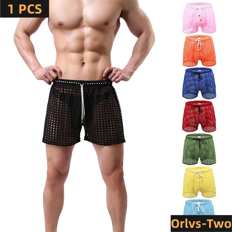 WOXUAN Men\'s Hollow Boxers New Fashion Loose Sexy Mesh Hollow Pants Comfortable Breathable Sexy Mesh Pants Quick Dry Underwear