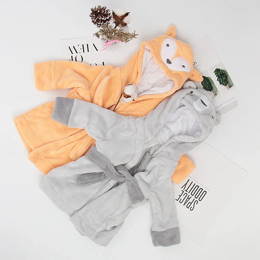 Peignoir de bain personnalisé pour bébé, pyjama animal mignon, ours gris, vêtements pour bébé, sherpa, glouton, sourire