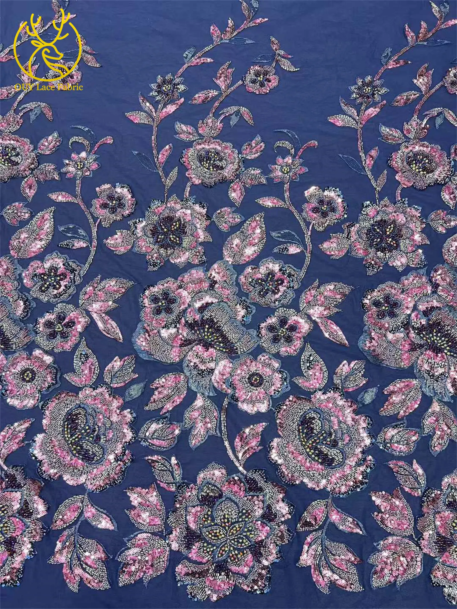 High-End-Kleid, afrikanischer handgefertigter Perlen-Spitzenstoff, 2026, Nigeria, französische Pailletten-Stickerei, Spitzenstoff, Hochzeitskleid, Nähmaterial – Detail 5