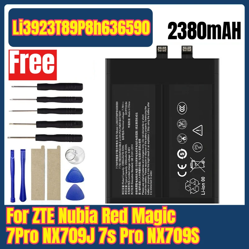 

Li3923T89P8h636590 2380mAH Mobile Phone Batteries for ZTE Nubia Red Magic 7Pro NX709J 7s Pro NX709S + Free Tools