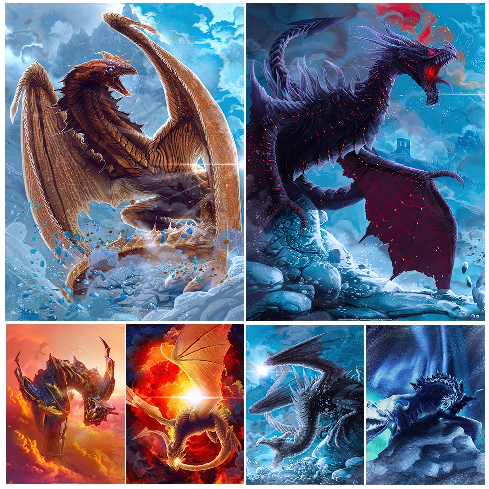 

Ice And Fire Dragon Fantasy Wall Art Canvas Painting,Mythical Creatures Art Poster And Print,Magic Dragon Poster,Home Decoration