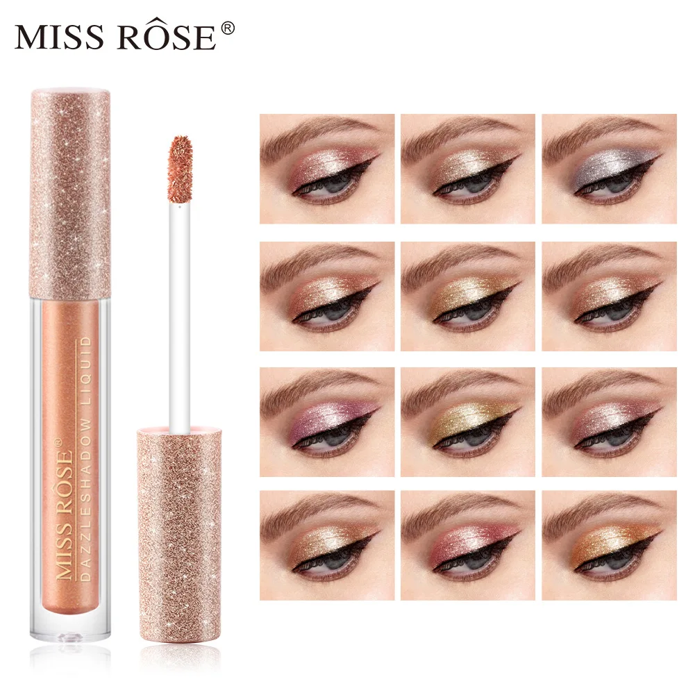 MISS ROSE Glitter Liquid Eyeshadow Stick Waterproof Longwear Metallic Pigment Easy To Make Up Shimmer Eye Shadow Blush Cosmetics