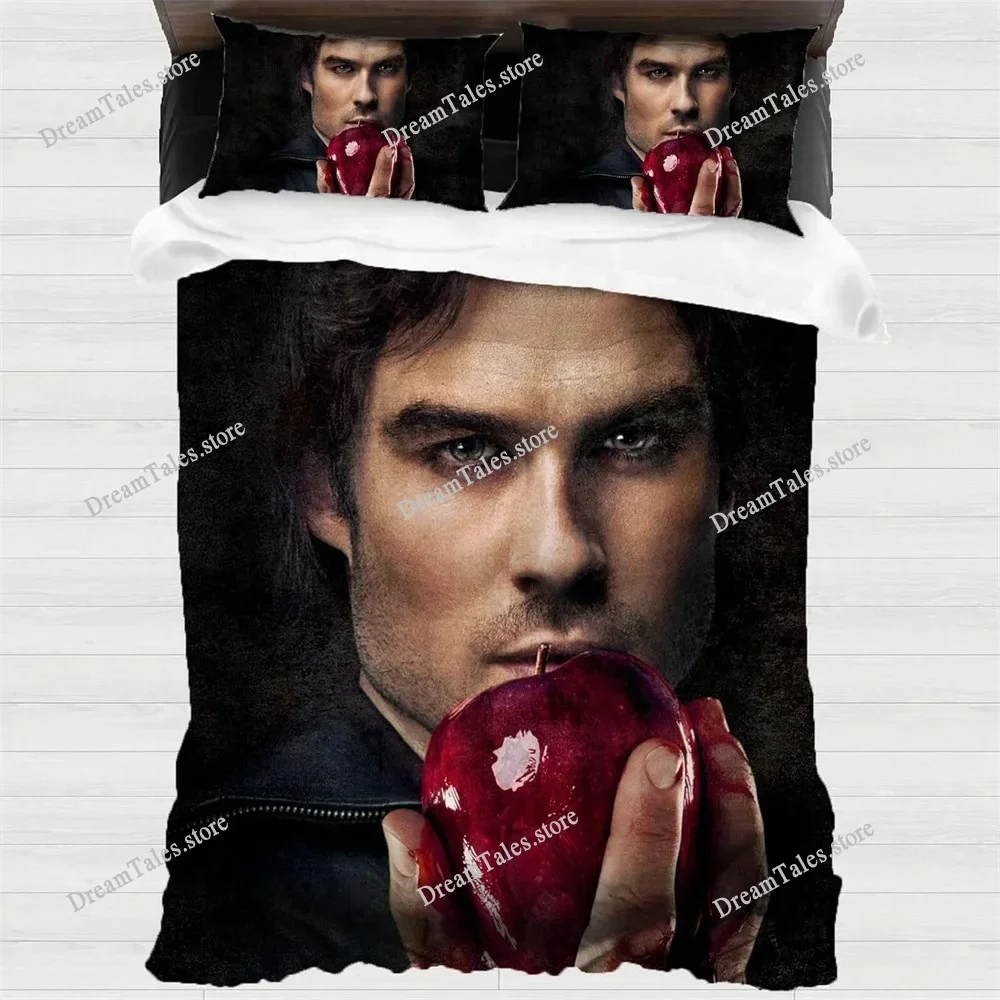 Damon Salvatore Bed Duvet Cover, HorrorVampire Fan Item Bedding Sets Children Soft Microfibre Quilt Cover for Adults Luxury Gift