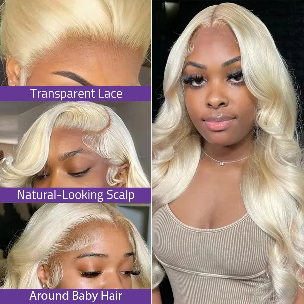 13x4 13x6 HD Transparent Lace Frontal Wig Pre Plucked Honey Blonde 613 Body Wave Lace Front Brazilian Human Hair Wigs 40 46 Inches