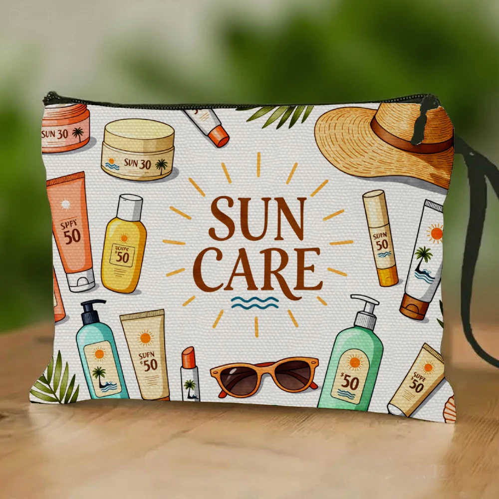 

A Stylish And Convenient Toiletry Bag for Sunscreen Cosmetics Featuring a Designed for Sunscreen Bottles And Addit