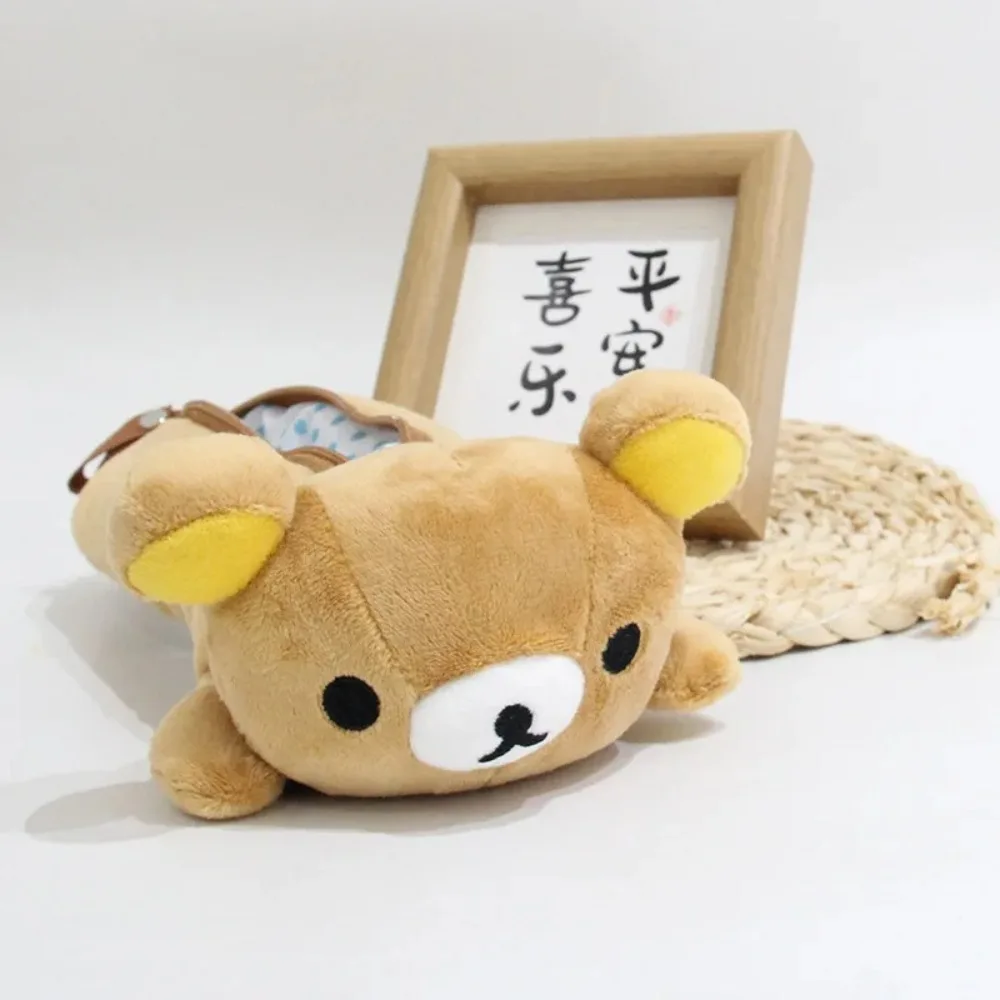 High Quality Cartoon Pencil Case Plush Rilakkuma Bear Cosmetic Bag Large Capacity Stationery Storage Bag Schools Offices Use