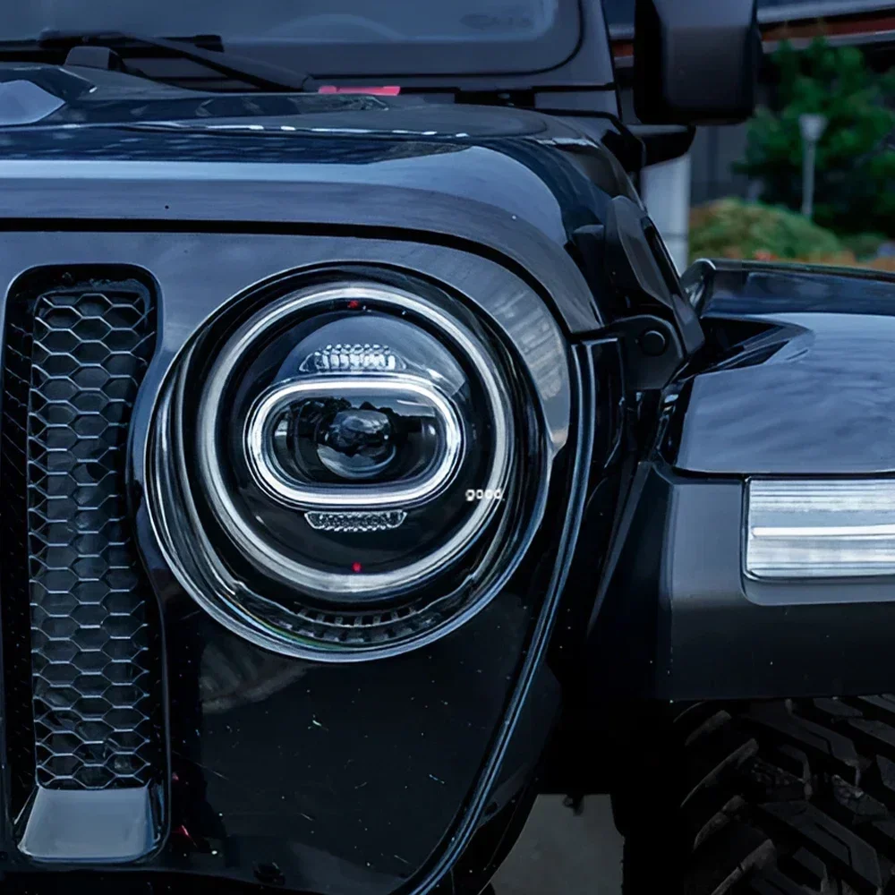 

For Jeep Wrangler 2018-2024 LED Car Front Lamps Assembly Upgrade Bifocal Lens Plug and Play Auto Headlights Accessories