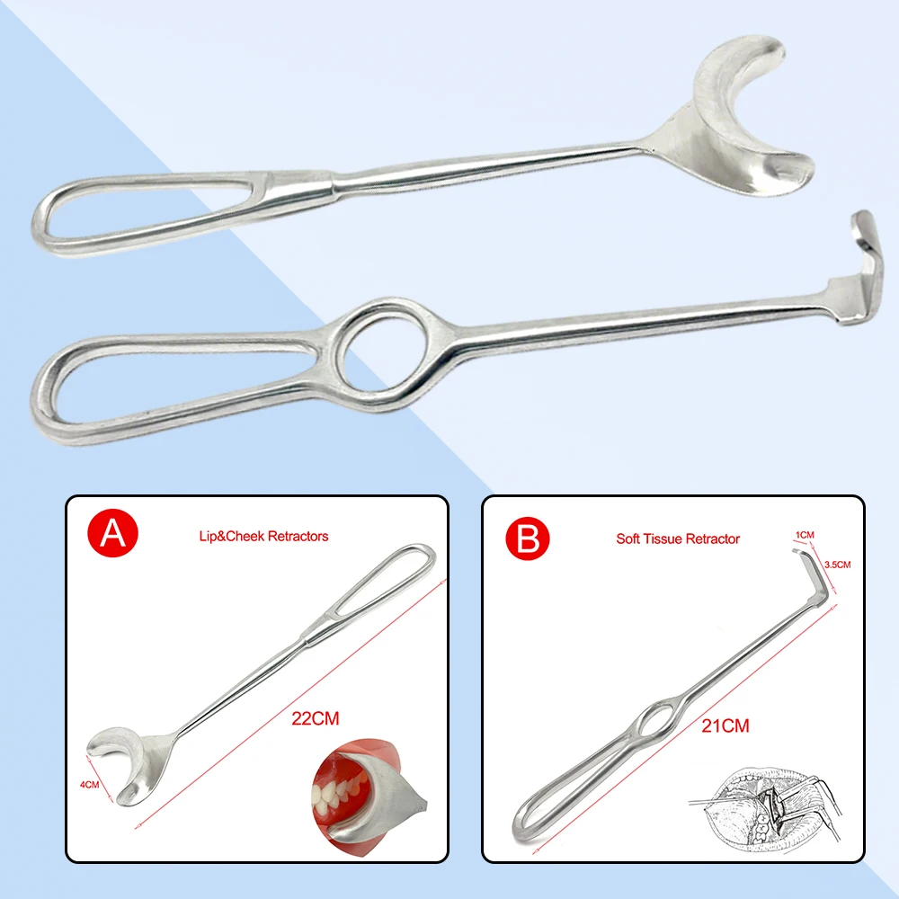 

Dental Surgical Instruments Maxillofacial Soft Tissue Retractor with Upper and Lower Bends for Implant and Oral Surgery