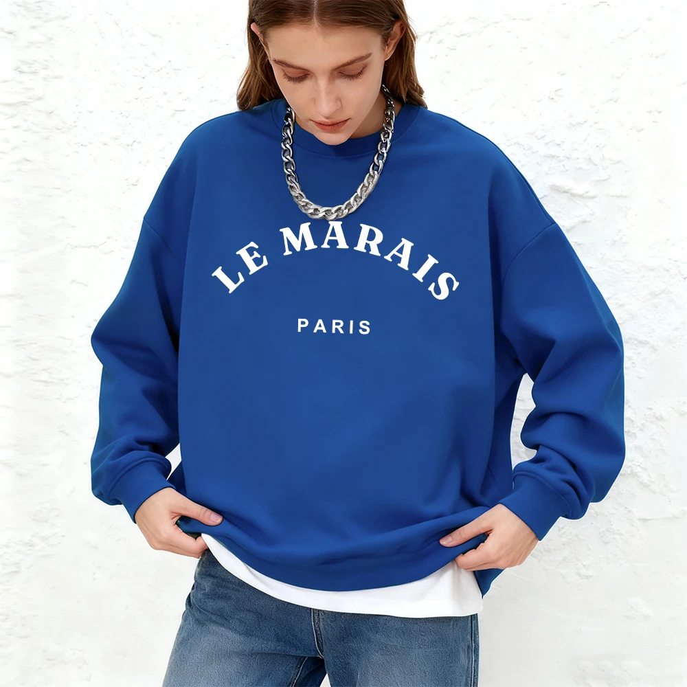 لو ماراي باريس يطبع المرأة هوديس الخريف Crewneck بلوزات أساسيات الدافئة الركض المتضخم الشارع الشهير ملابس امرأة غير رسمية