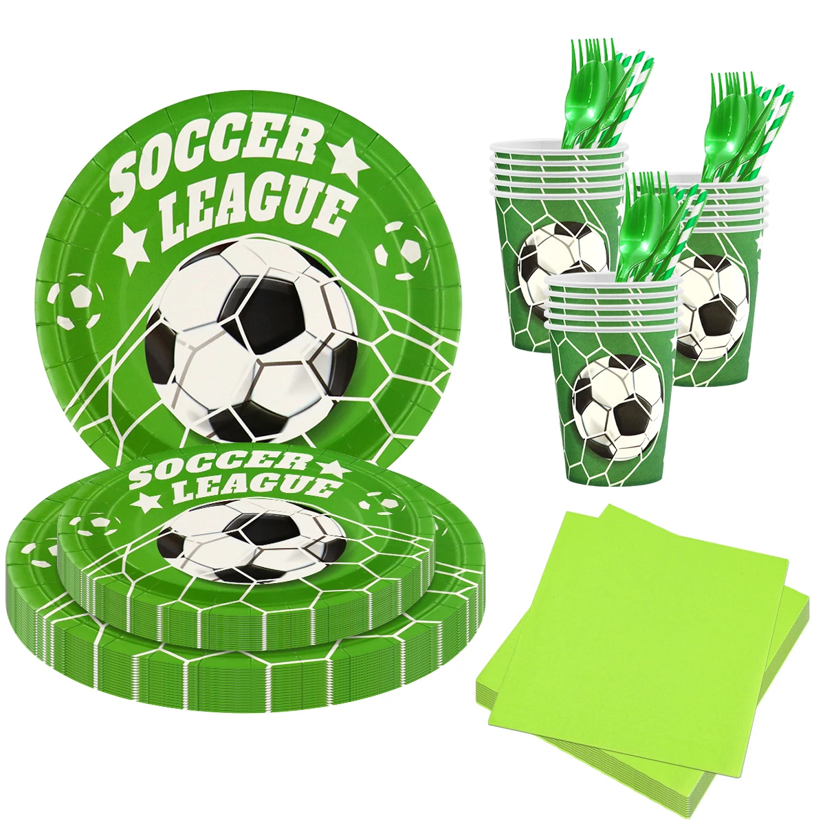 

Birthday Soccer Baby Football Theme Party Disposable Tableware Plate Napkins Kids Favors Cartoon Cup Favor Boys Supplies Decor