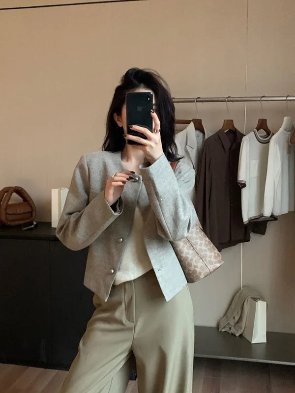 

plus Size 300 Pou Women's ort Jaet Ele able Korean Sle Commute Wind Resplendent Button up Cardigan