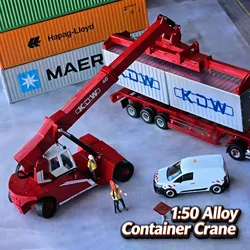 1:50 Alloy Container Crane Model Children Gift Simulation Engineering Cars Kids Gift Construction Vehicle Model Collection