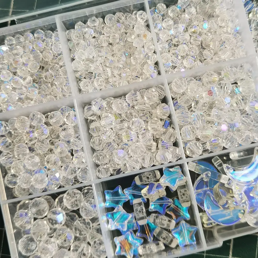 1000 Pieces Crystal Glass Beads Import AB Beads&Bead Assortments finished size Bulk Faceted Beads for Jewelry for Christmas Gift