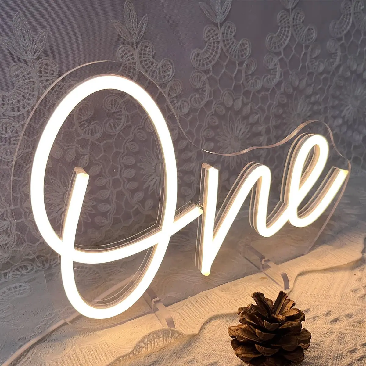 One Year Old Birthday Neon Sign Desk Lamp Wedding Table Decorations Bedroom Home Room Decor Christmas Party