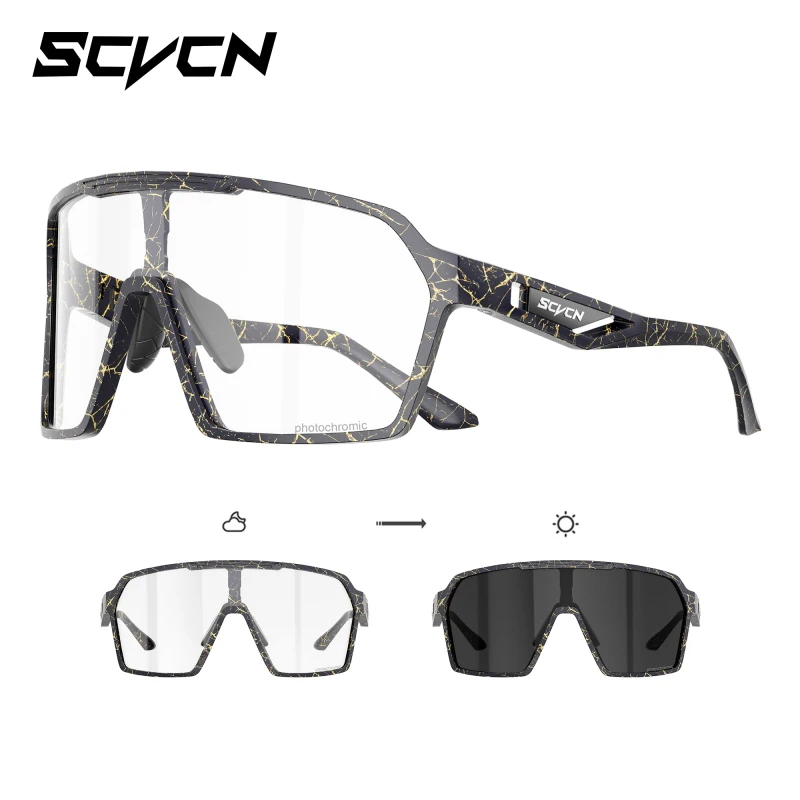 SCVCN Photochrome Fahrradbrille Fahrradsonnenbrille für Herren Mode Mountainbike Straßengeschwindigkeitsbrille Brillen Sport MTB Fahrrad