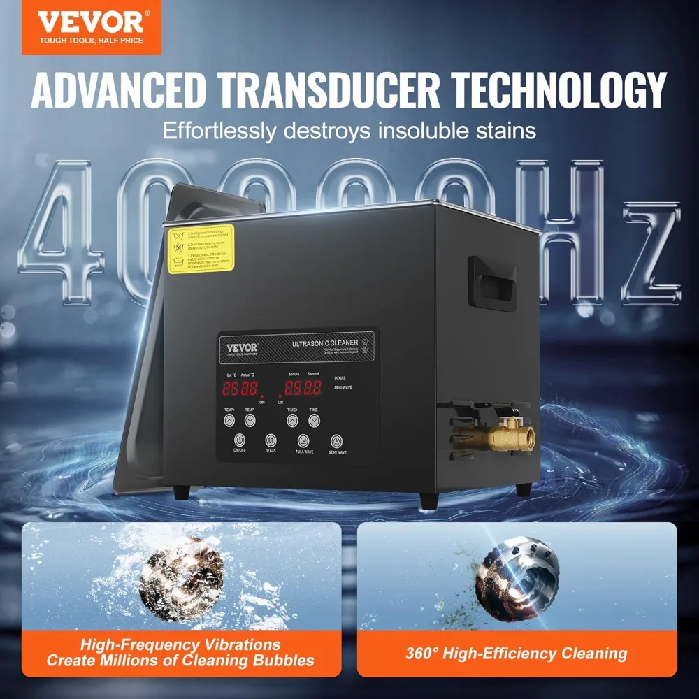 

10L Ultrasonic Cleaner with Heater & Timer, 240W Digital Industrial Cleaner for Jewelry, Tools