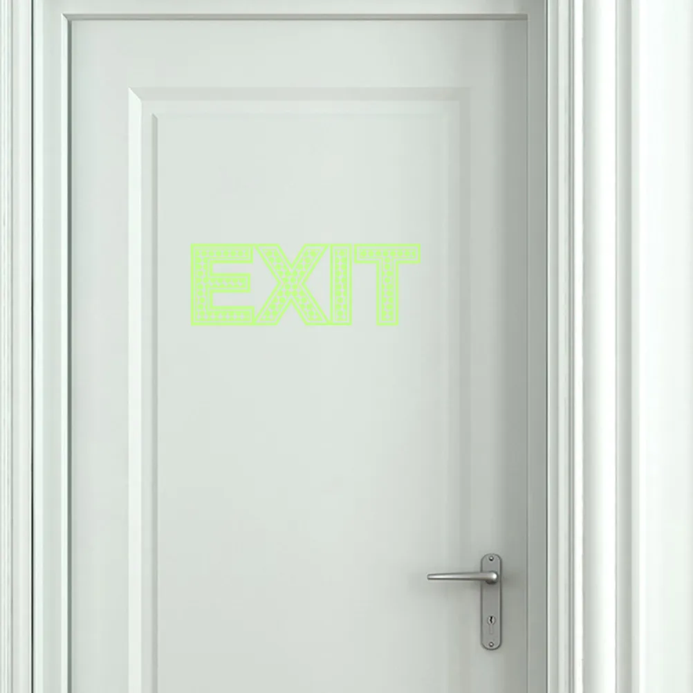 

3Pcs Exit Signs Night Luminous Stickers Glow in Dark Photoluminescent Decals Emergency Exit Wall Stickers for Smooth Non-Gray