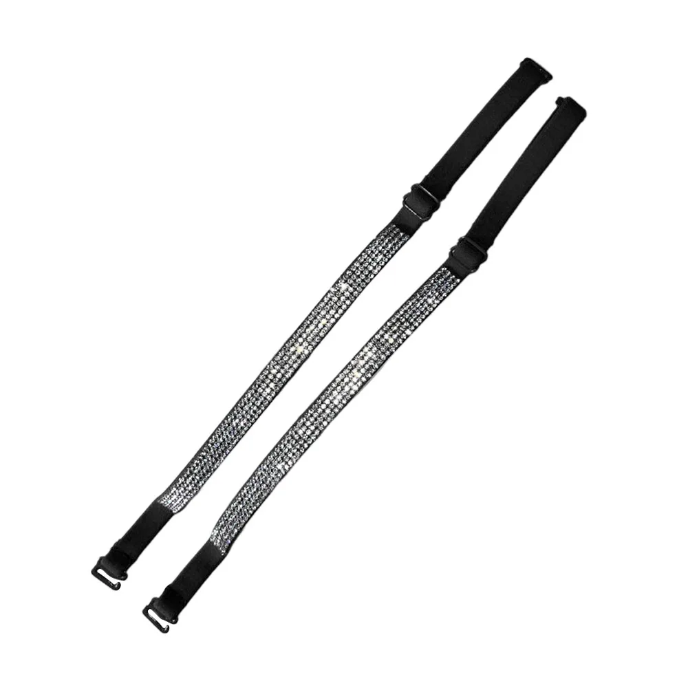 1 Pair Sparkling Rhinestone Bra Straps Replacement Invisible Strap High Stretch Fabric Halter Neck Bra Straps