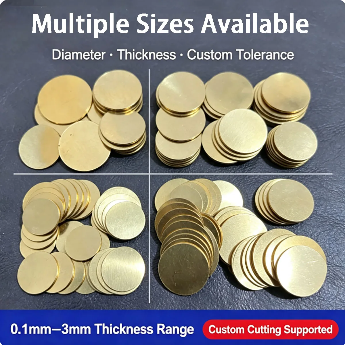 50Pcs H62 Brass Round Disc Gasket Sheet Dia 5‑50mm 0.5mm Thick for Hardware Spacer Mechanical Sealing Machining Accessories