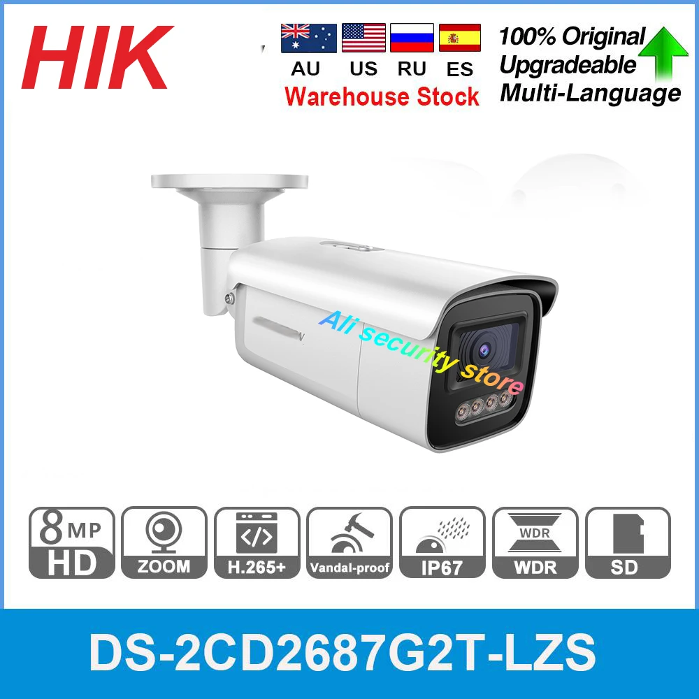 Hikvison IP Camera 4K DS-2CD2687G2T-LZS 8MP Bullet PoE ColorVu Motorize Varifocal 4X Zoom 2.8–12mm 24/7 Colorful Surveillance