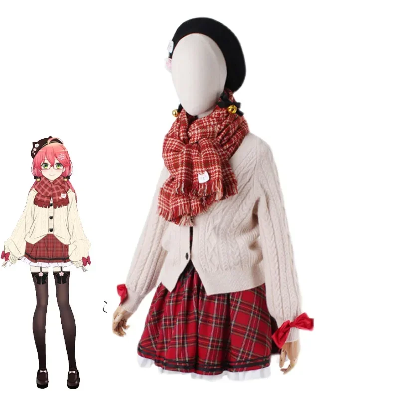 Sakura Miko Cosplay Costume Cute High School JK Uniform Casual Wear Vtuber Clothing Halloween Carnival Suit Custom Made