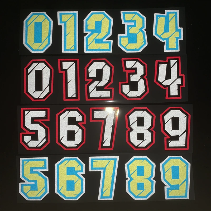 Racing Numbers Stickers  Decorative Paster Motorcycle Head Stickers DIY Refit Reflective Waterproof Sticker 0123456789 Decals