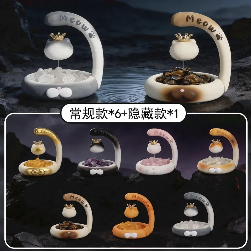 Healing Floating Cat Figurine Blind Box Cat Realm Series Scented Crystal Stone Desktop Ornament Friend Gift