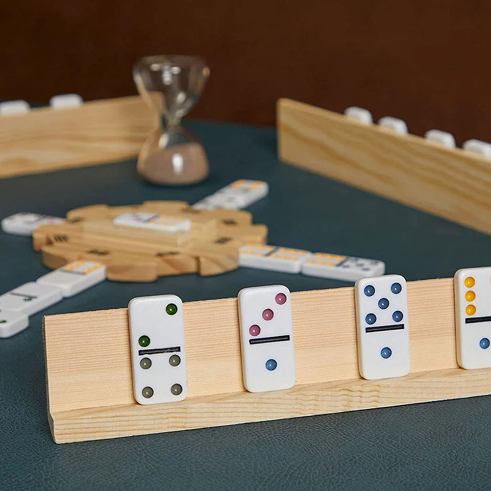 Plateaux dominos en bois, ensemble artisanal de bricolage, présentoir de table Stable pour la décoration de la maison et du bureau, support de cartes Mahjong, organisateur de carrelage de jeu 6 pièces