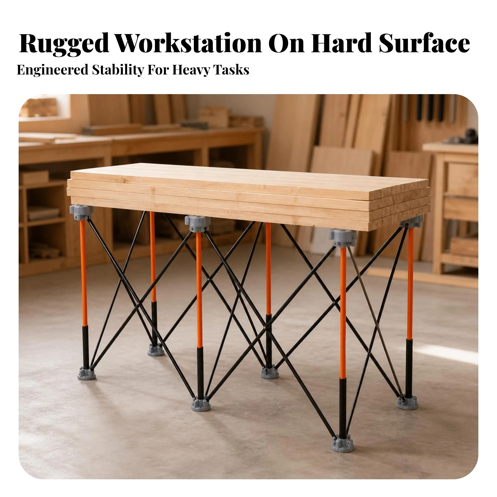 Expandable Workbench with Telescoping Legs Space-Saving Folding Metal Workbench Folding Work Stand Stable Woodworking Table