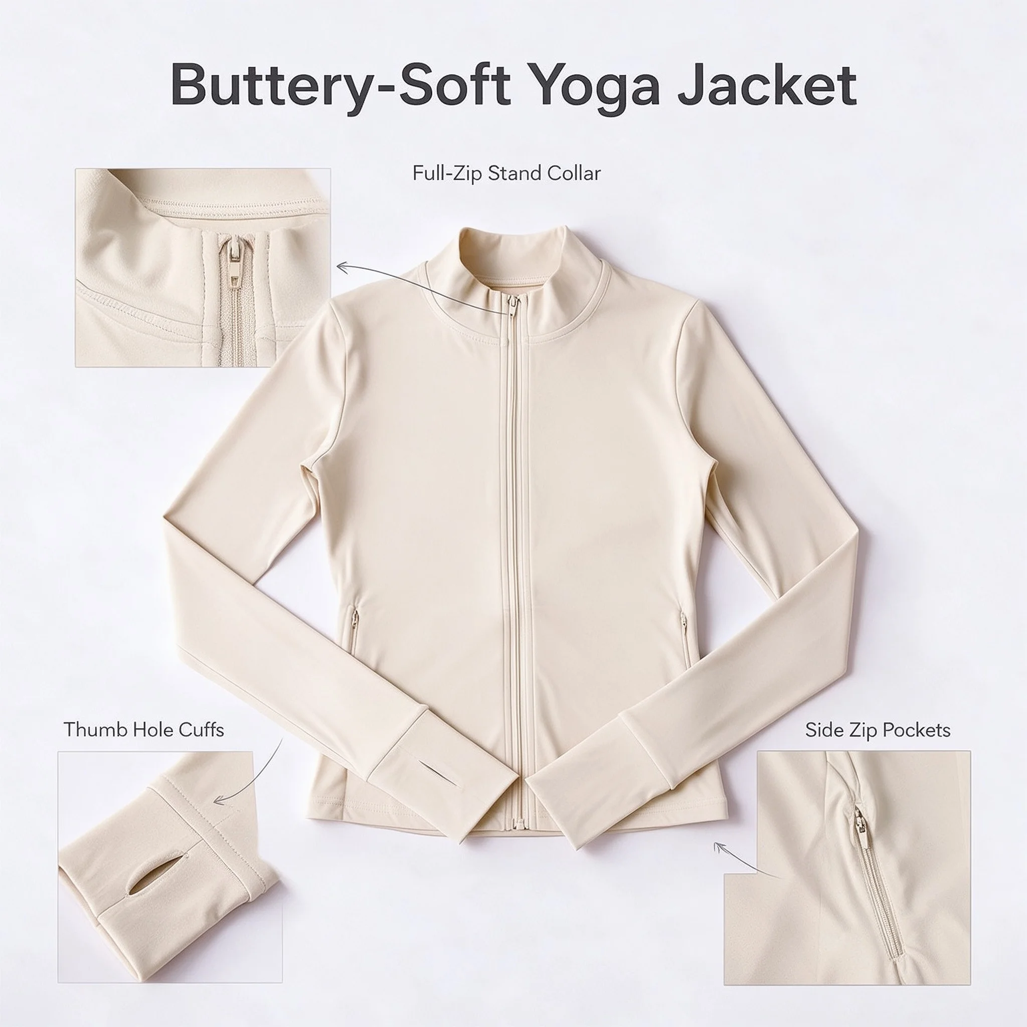 Women's Yoga Long Sleeve Top with Thumb Hole, Athletic Workout Jacket for Hiking Camping Fitness Outdoor Activities