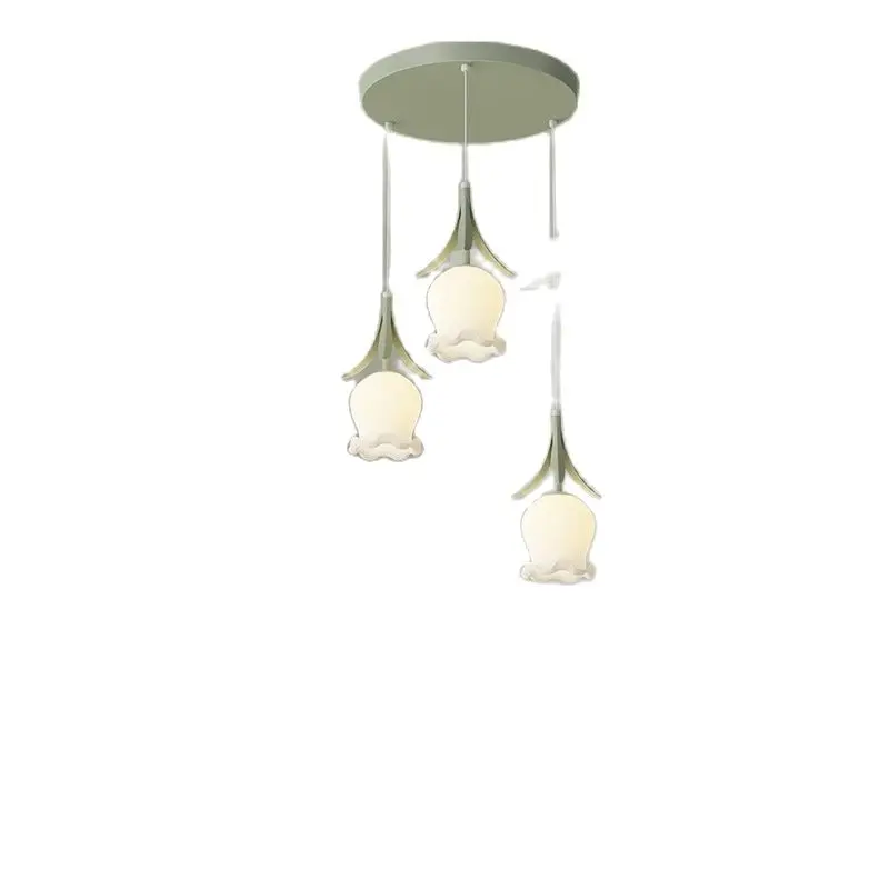 Fresh Cream Wind 2023 New Creative Green Flower Art Modern Simple Living Room Dining Table Pendant Light