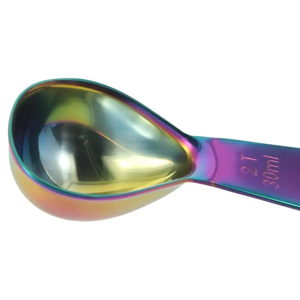 2pcs Stainless steel Coffee Scoop Rainbow 15ml,30ml Measuring Coffee Spoons Short Long Handled Tablespoon Measuring Spoon