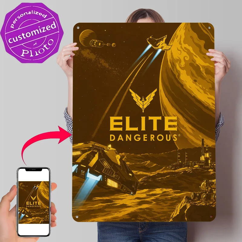 Elite Dangerous Game Art 3D Printed Texture Poster Personalized Wall Art Retro Metal Tin Signs for Decoration Home Decor Items