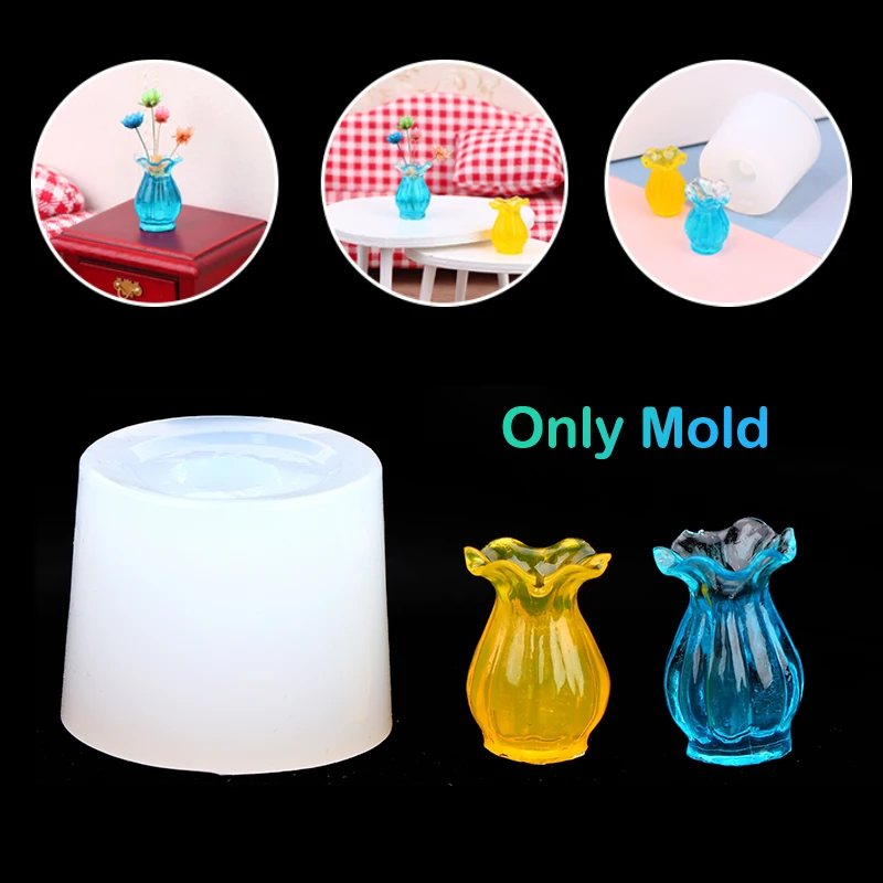 Mini Mold 1:12 Dollhouse Miniature Vase Flower Arrangement DIY Silicone Mold Doll House Home Decor(Only Mold)