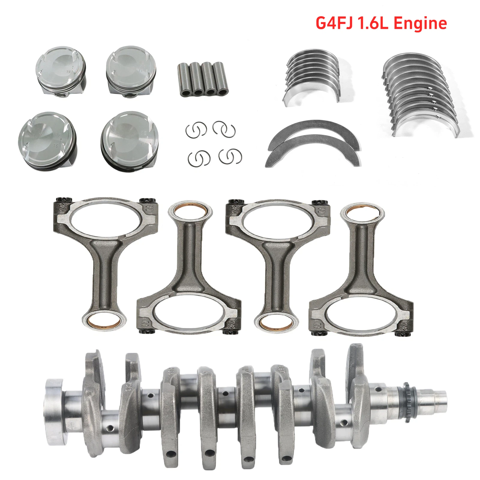 G4FJ 1.6L Engine Crankshaft Con Rods Pistons Bearings Kit 23110-2B710 For Hyundai KIA 23410-2BCA0 23510-2B700 23060-2B700 Car