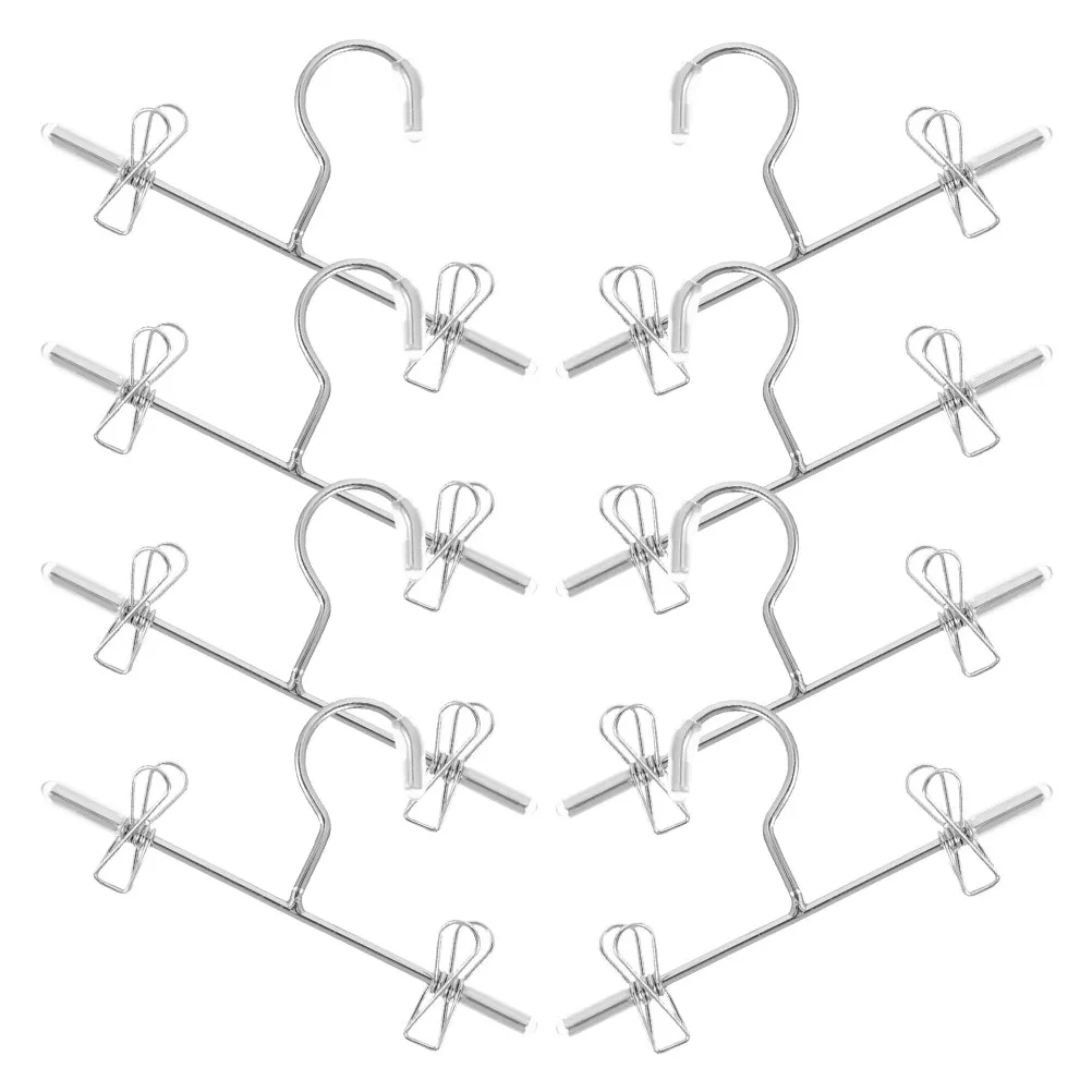 8Pcs Miniature Metal Clothes Hangers for Tiny Outfit Holders Space Efficient Wardrobe Organizer Dollhouse Closet Storage