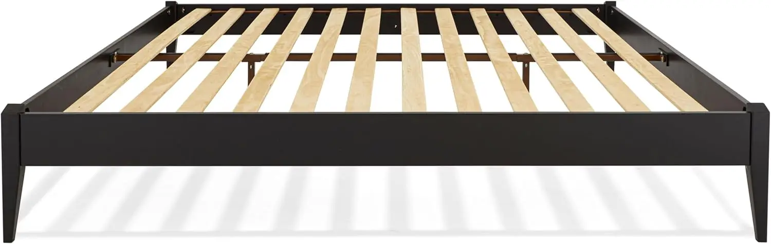 Bme Dinkee King Platform Bed Frame Wood 15 Inch - Solid Wood Bed Frame - Modern & Minimalist Style - 12 Strong Wood Slat