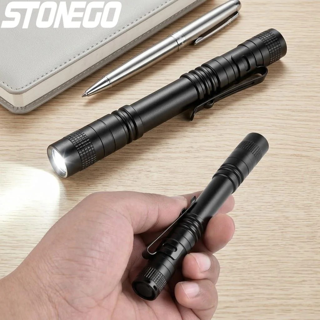 

LED Flashlight Mini Aluminum Alloy Camping Pen Light Handheld Portable Clip Torch for Outdoor Emergency Use
