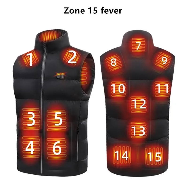

New Fashion Men'S Smart Heat Full Temperature Warm Coat Winter Stand Up Collar Casual Thick USB Heated Vest (No Power Bank)