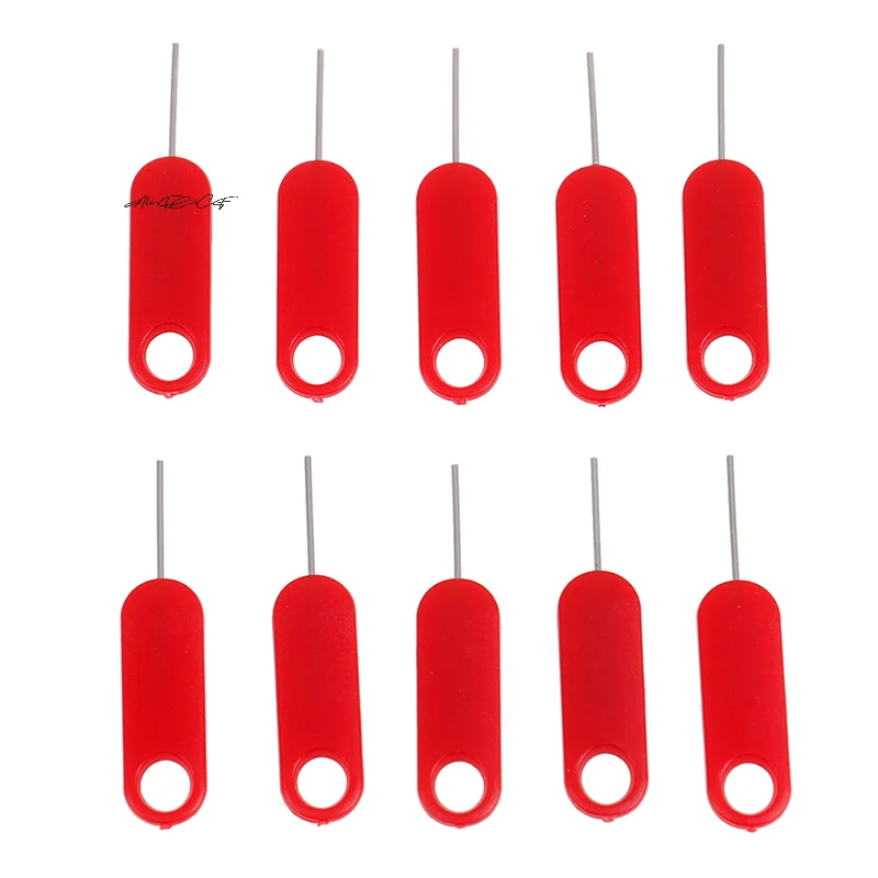 10Pcs Red Universal SIM Card Tray Removal Tools Ejecting Needle Opener Ejector for General Mobile Phones