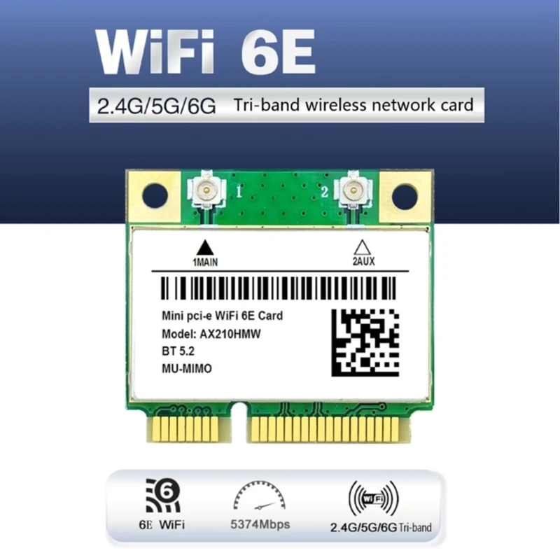 5374M WiFi 6E Adapter mini PCI-E BT5.2 Tri-Band AX210HMW Wireless  Card