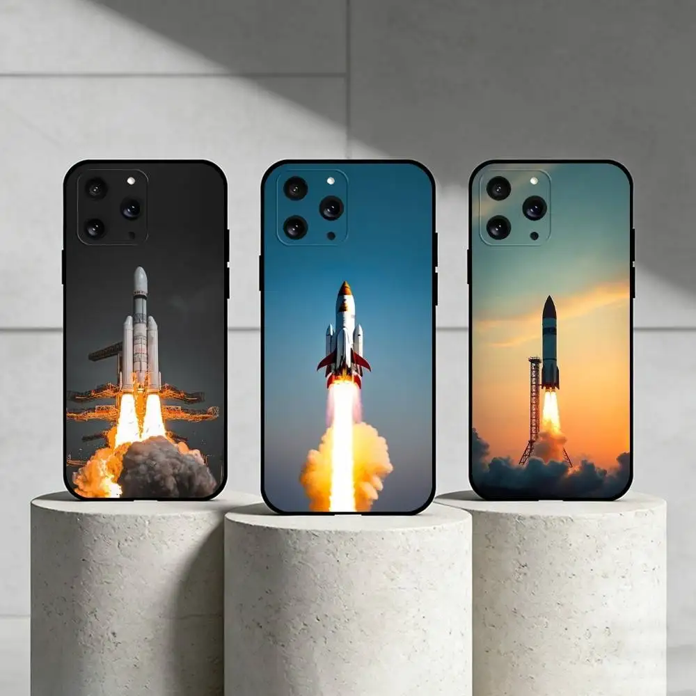 

Interstellar space rocket Phone Case For iPhone 17,16,15,14,13,12,11 Plus,Pro Max,SE4Soft Silicone Black Cover