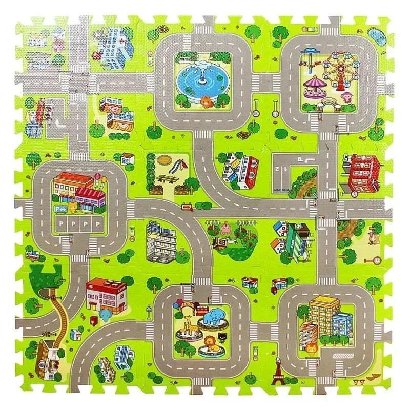 Alfombra de juego para bebés, alfombra para niños, juguetes de suelo suave, suelo suave para tráfico, decoración del hogar, rompecabezas de espuma EVA para niños, alfombra para niños