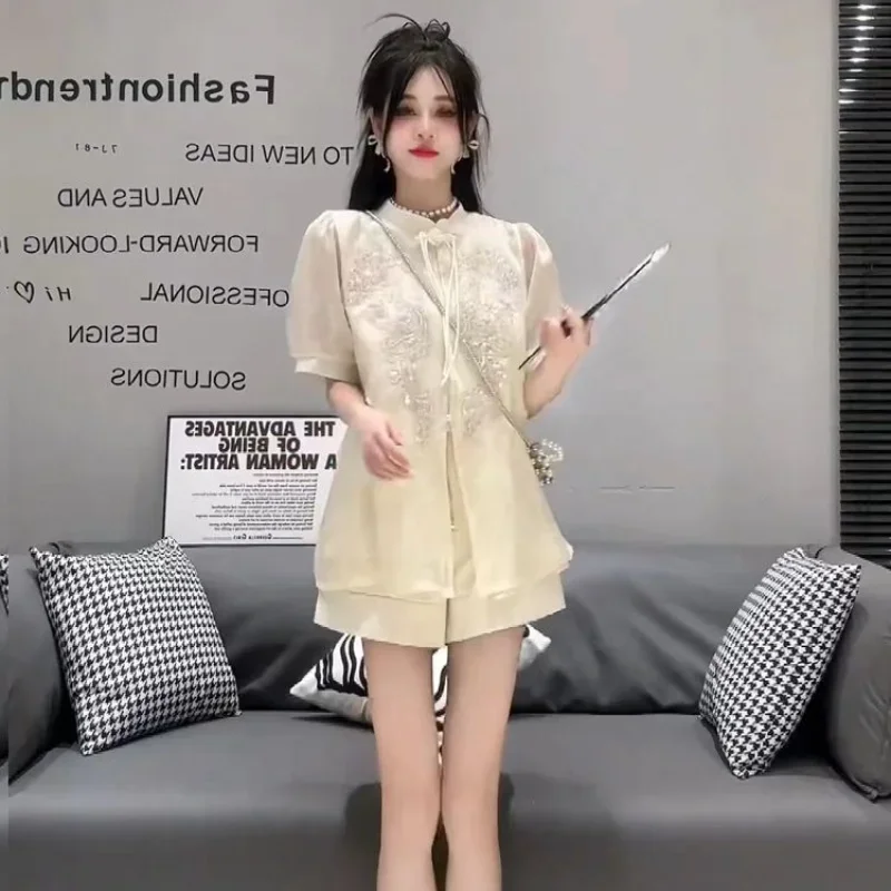 

Chic And Elegant New Summer Short Sets For Women 2 Pieces Korean Style Promotion Coordinated Ensembles Novelty In Woman Shorts