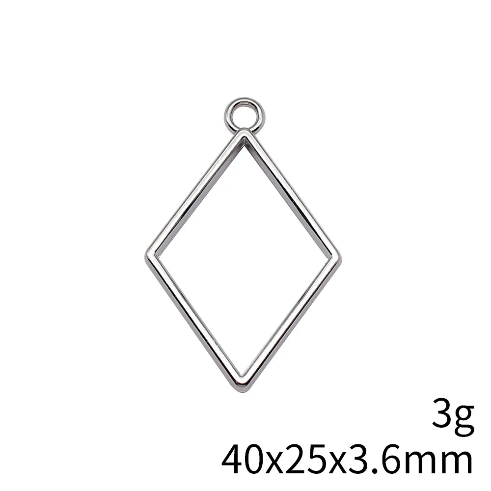 WYSIWYG 10pcs 40x25x3.6mm 4 Colors Hollow Geometric Glue Frame Series Rhombus Frame For DIY Jewelry Making Jewelry Findings