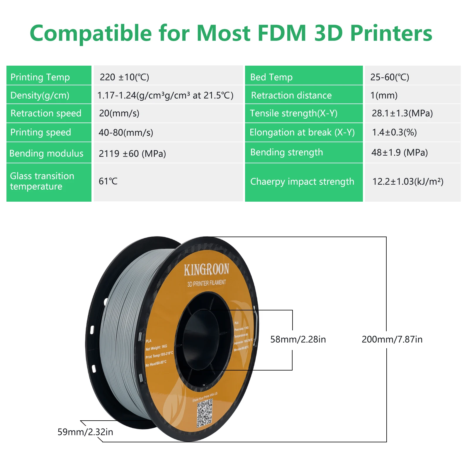 KINGROON PLA Filament 1,75mm 5/10KG PLA-Kunststoff für 3D-Drucker, Standard 1kg/Rolle 3D-Druckfilamente in Mischfarben, Lokaler Versand – Detail 12