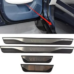 4PCS/SET ABS Plastic Stainless Steel For 2019-2022 Hyundai Venue Auto Car Door Sill Pedals Welcome Scuff Plate Cover